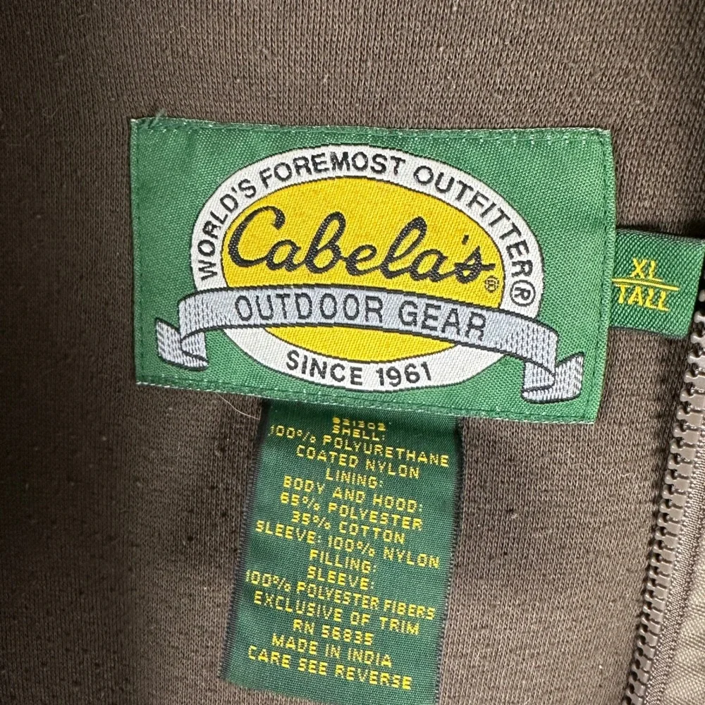 Cabela's Mens XL Tall Hooded Jacket Olive Green Duck Embroidery Fleece Lined NEW